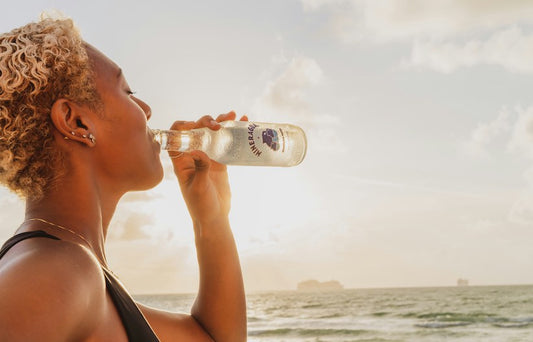 Women drinks sparkling water